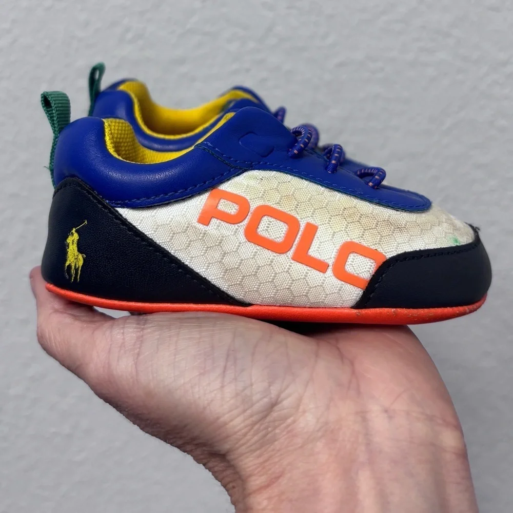 Ralph Lauren Kids Sz 4 Sneakers in Blue, Orange, and Yellow, GUC